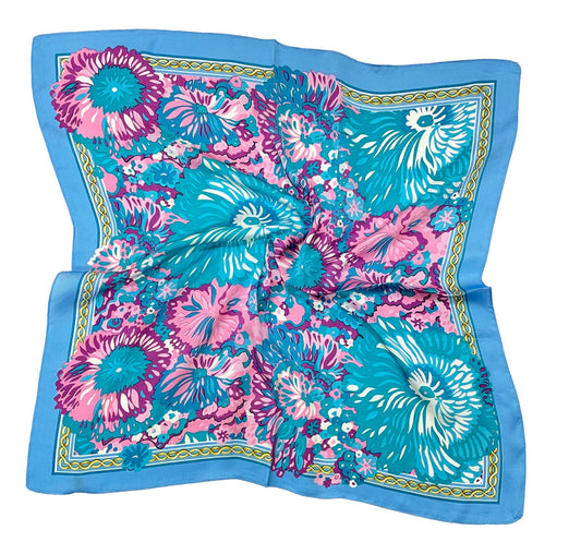 Turquoise Sunday Best Abstract Silk Neck Scarf