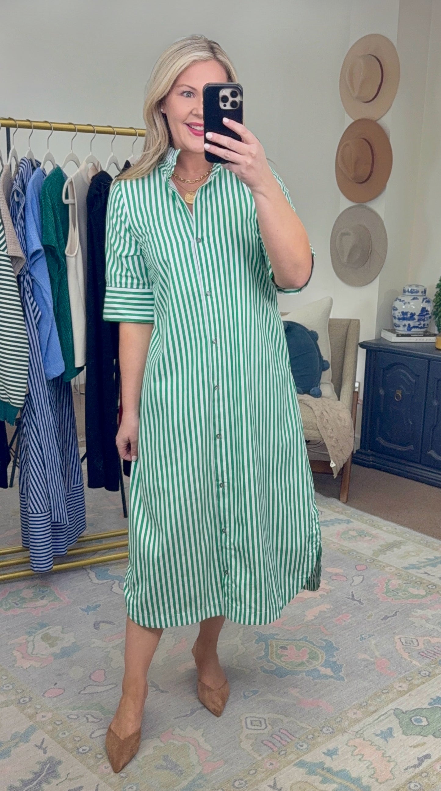 Maintain Your Lane Stripe Midi Dress