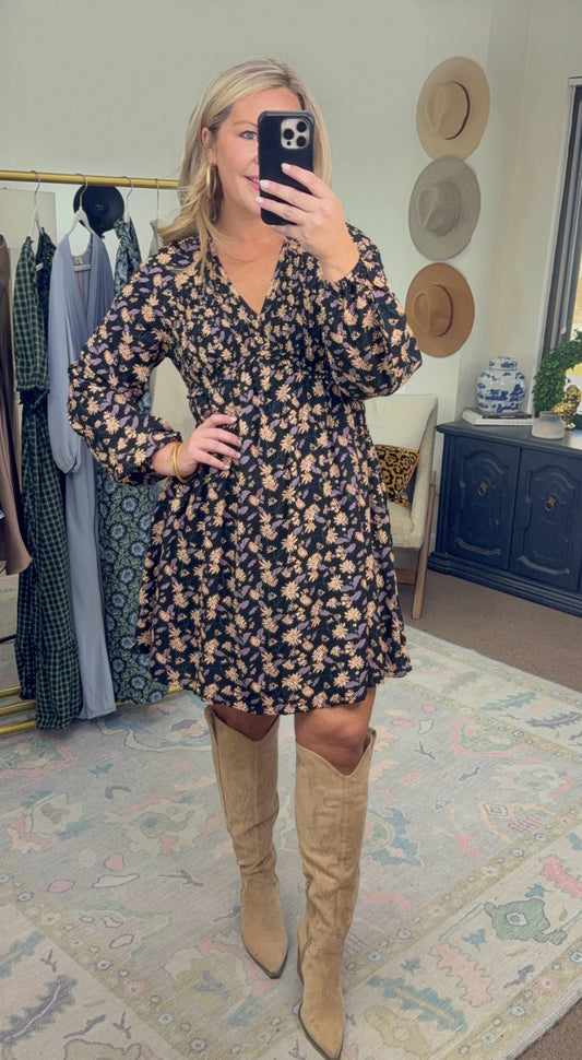 Small Town Girl Floral Print Babydoll Dress