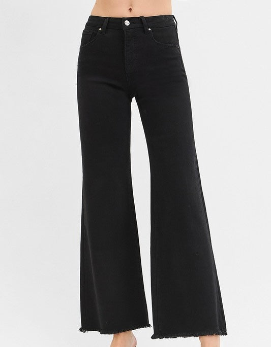 RISEN: With Stride Black Wide Leg Denim