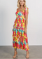 Twirls in Tulum Pleated Tiered Tie Strap Midi Dress