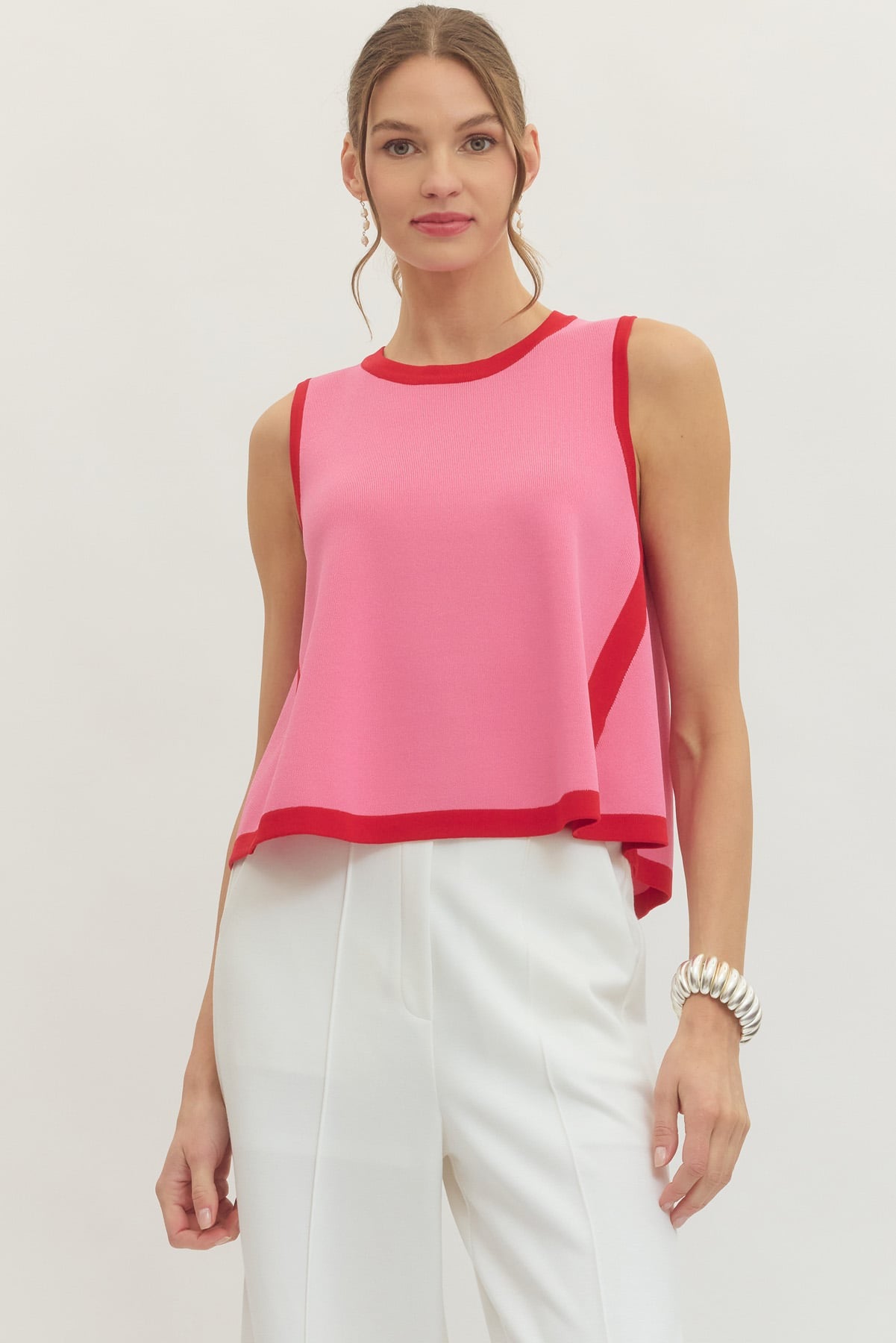 Polished Pop Contrast Swing Top