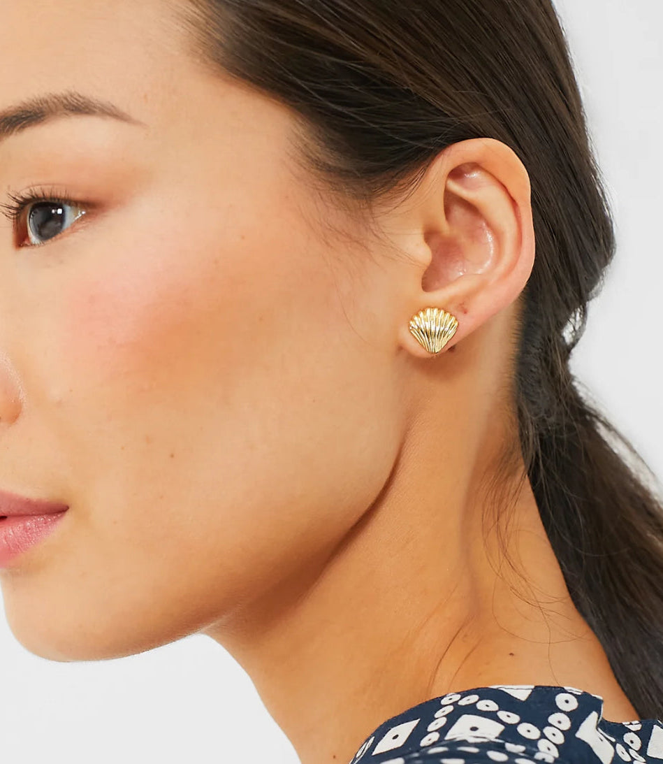 Golden Tide Shell Stud Earrings
