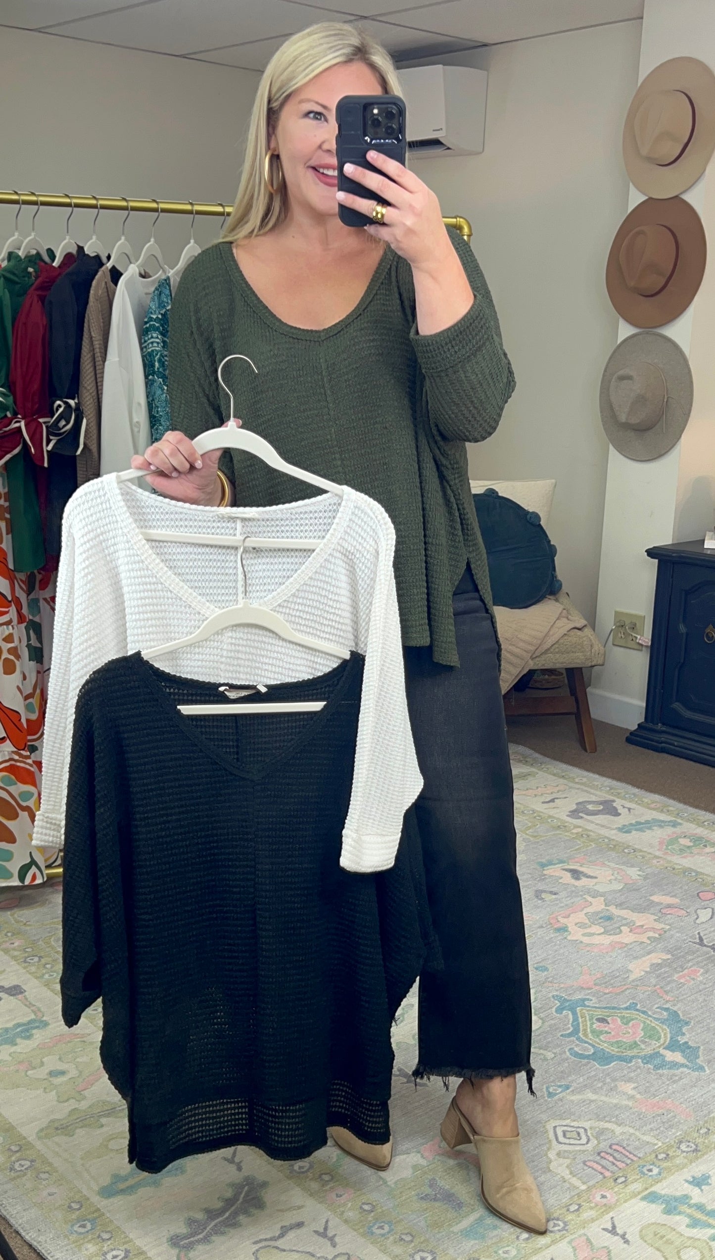 Win Me Over Drop Sleeve Waffle Tunic