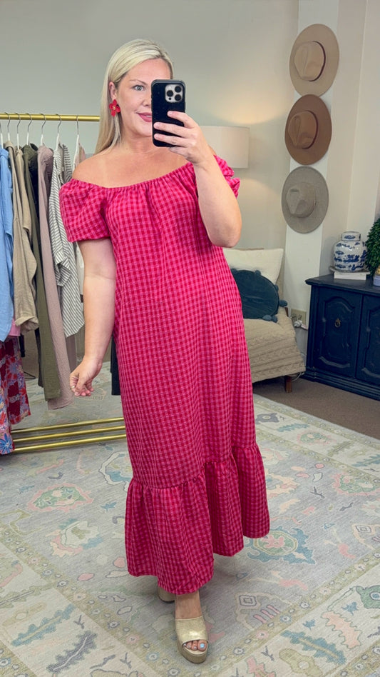 Check Yes or No Maxi Dress