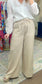 Khaki Wide Leg Linen Pants