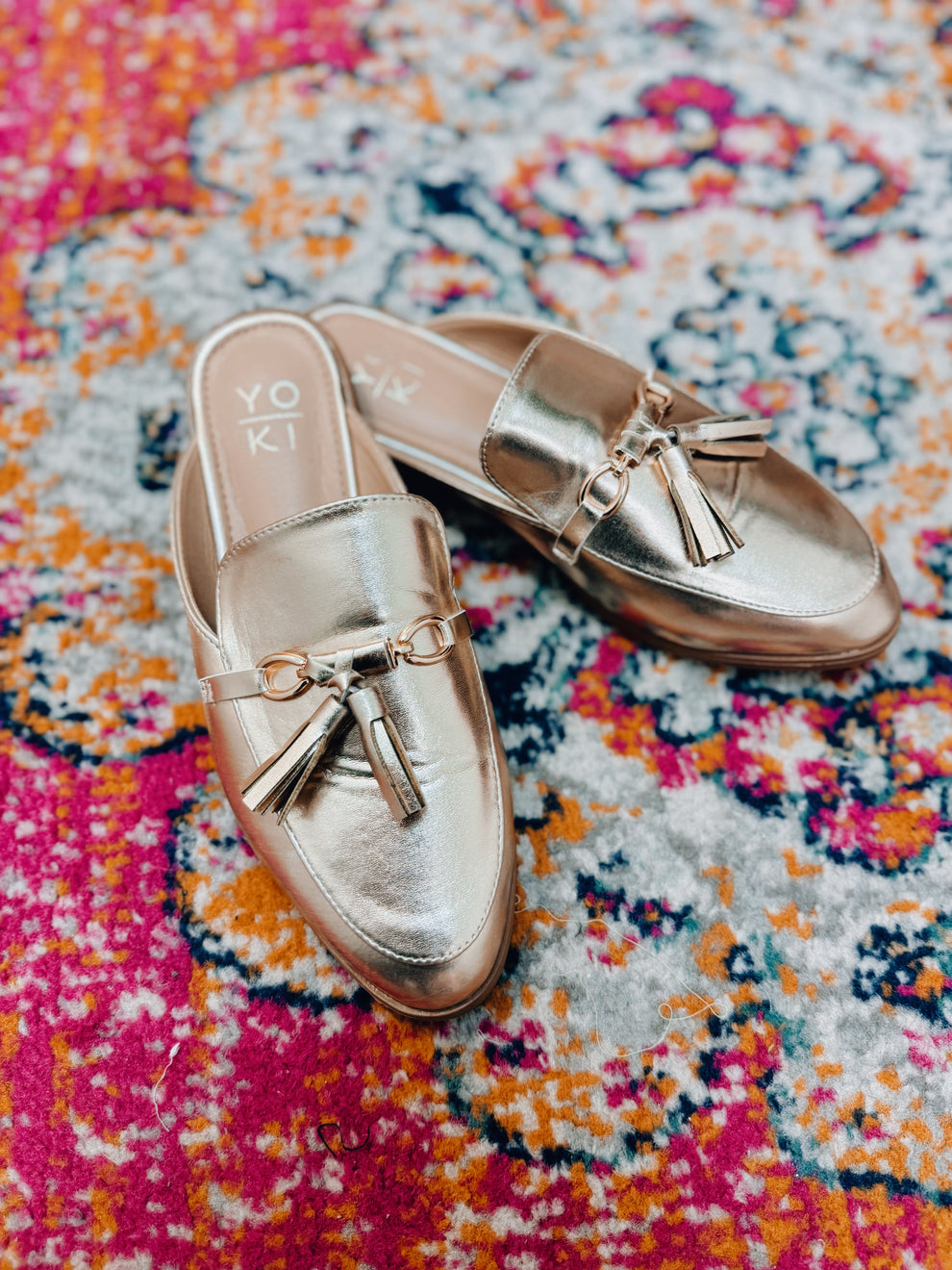 Tassel Me Metallic Loafer Mules