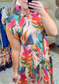 Party Under the Palms Print Tiered Midi Dress