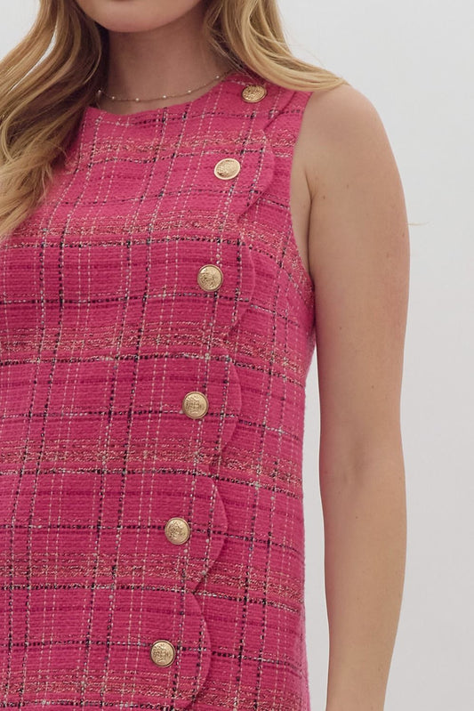 High Class Sass Scallop Tweed Dress