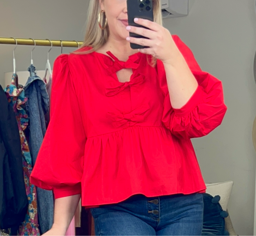 **MORE COLORS** Simply Sweet Poplin Bow Blouse