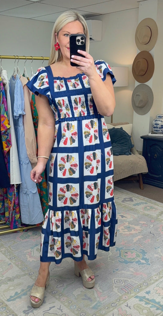 Pieces of Me Printed Flutter Sleeve Dress