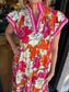 UMGEE: Peony Promenade Floral Print Tiered Midi Dress