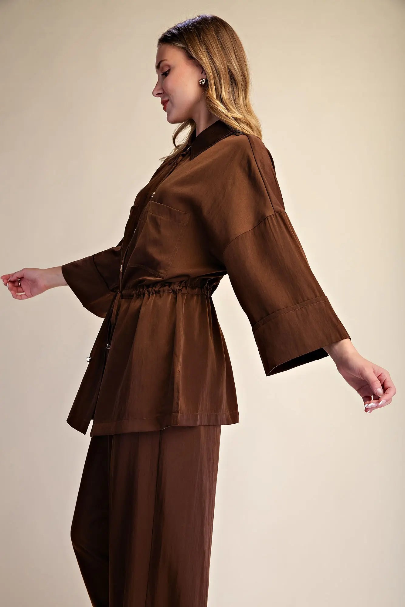 City Slicker Tie Cinch Blouse