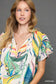 Palms Away Abstract Print Blouse