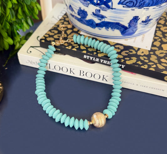 Azure Accent Turquoise Beaded Necklace