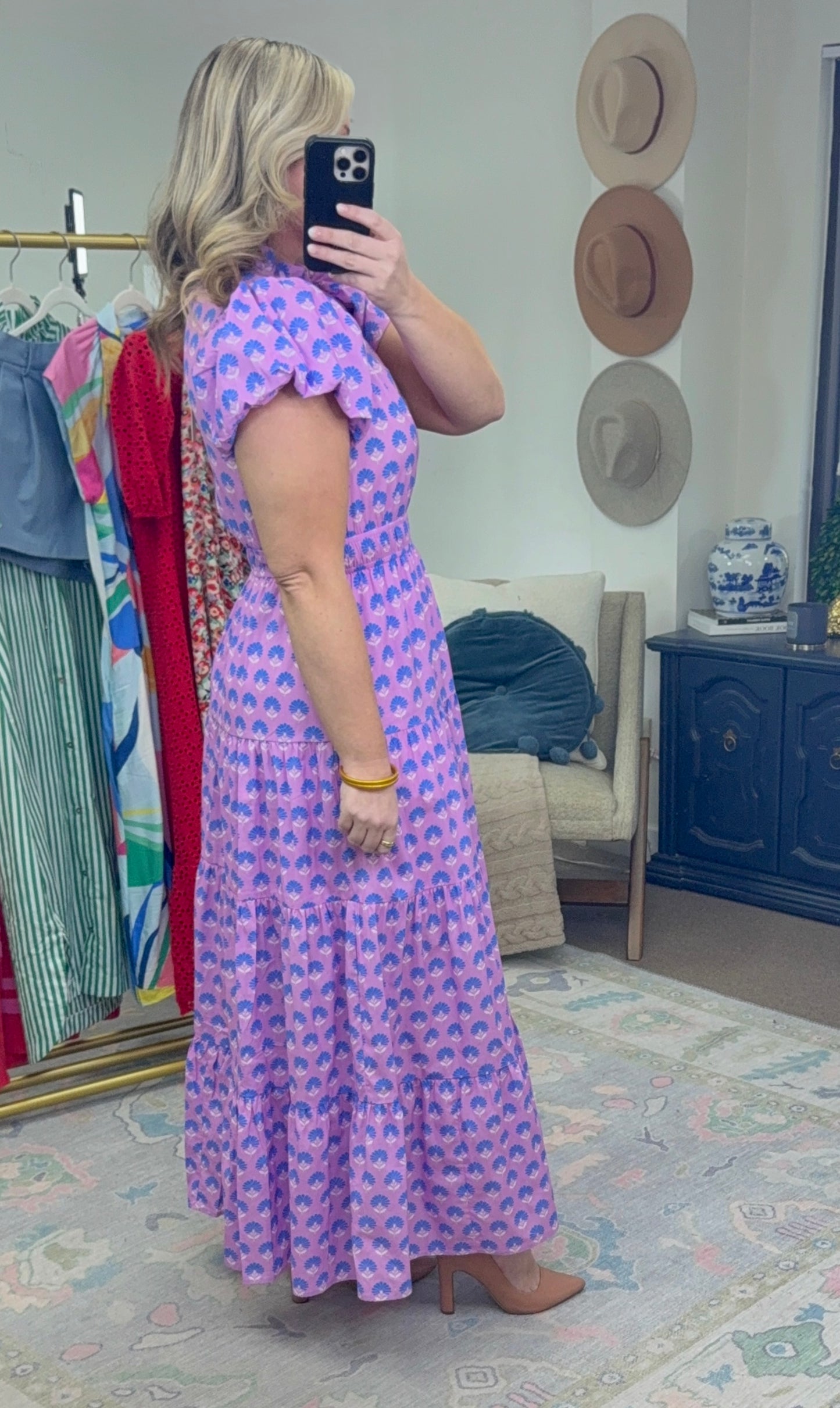 Afternoon Affair Printed Puff Sleeve Maxi Dress