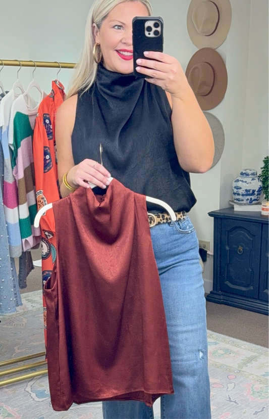 ENTRO: Main Attraction Drape Neck Blouse