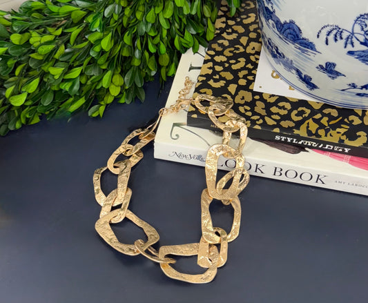 Chain of Command Hammered Link Statement Necklace