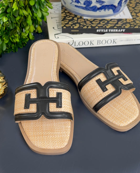 Riviera-Ready Raffia Slide Sandals