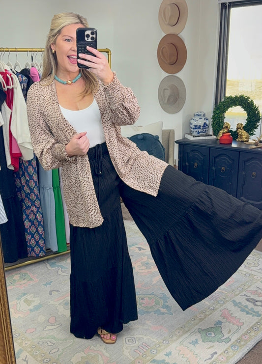 Pleasantly Surprised Textured Wide Leg Pants