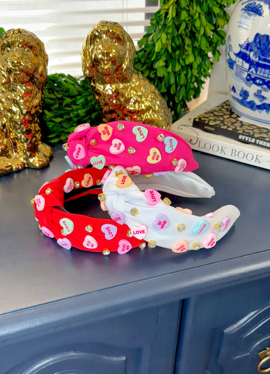 Conversation Hearts Knot Headband