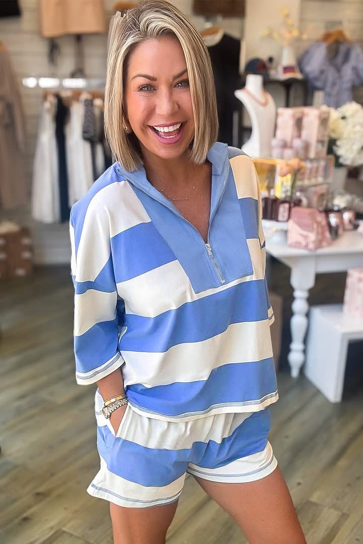 Stripe Hype Color Block Short Set