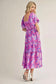 What in Carnation Print Midi Dress