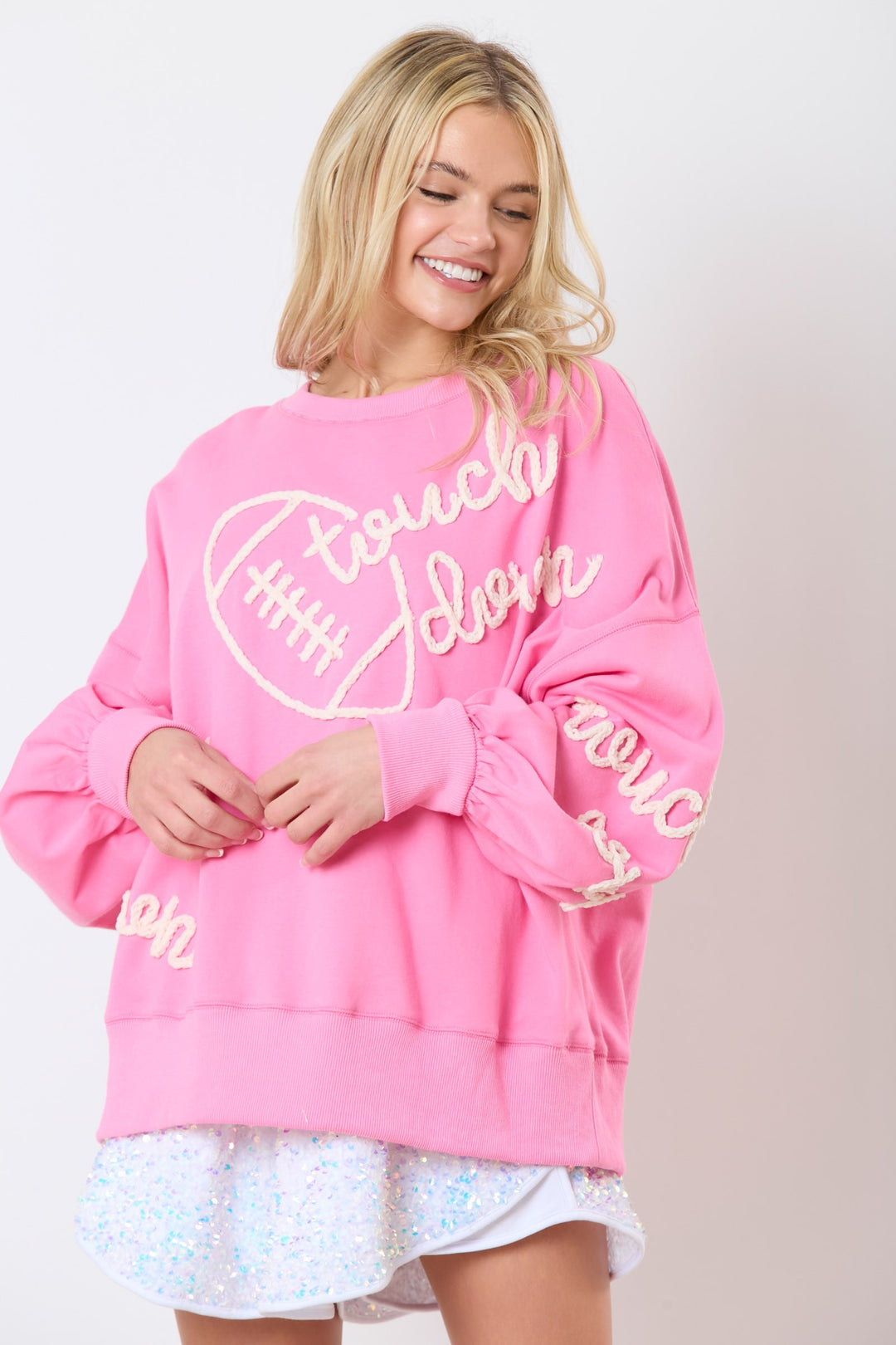 We Want A Touchdown Pink Pullover Top