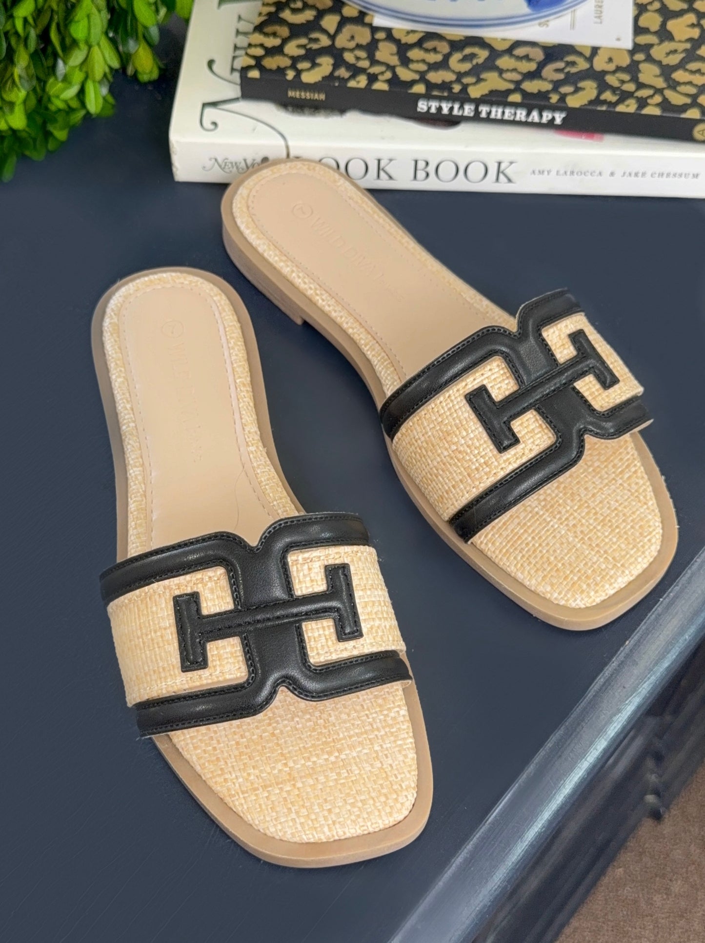 Riviera-Ready Raffia Slide Sandals