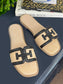 Riviera-Ready Raffia Slide Sandals