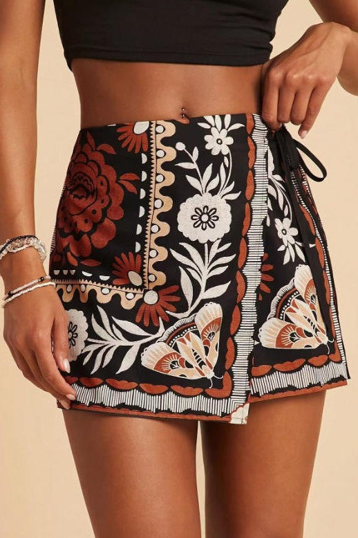West of Here Printed Wrap Skort