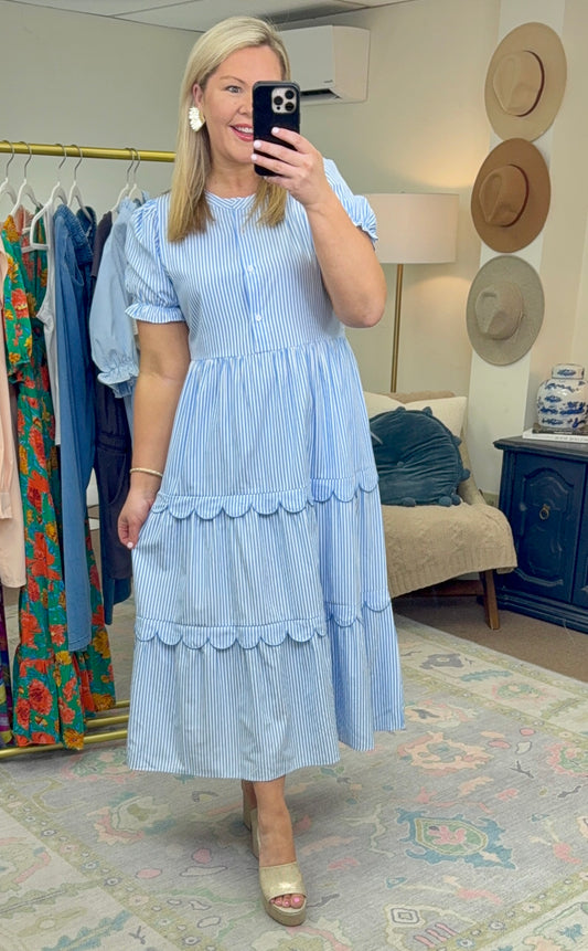 All Eyes on Me Scalloped Tiered Dress