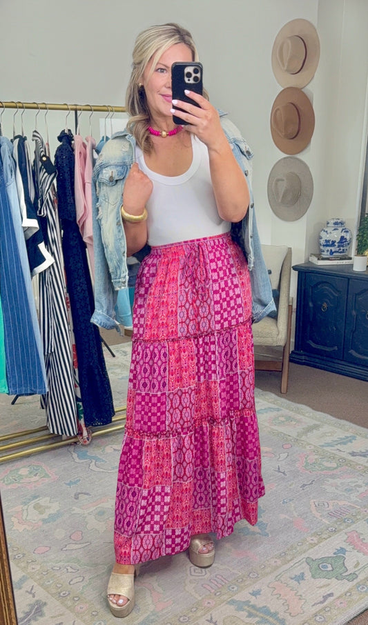 Gypsy Lady Mix Print Maxi Skirt