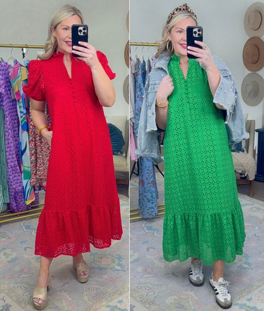 **MORE COLORS** Tea at the Terrace Eyelet Midi Dress