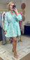 Mint Print Mini Dress