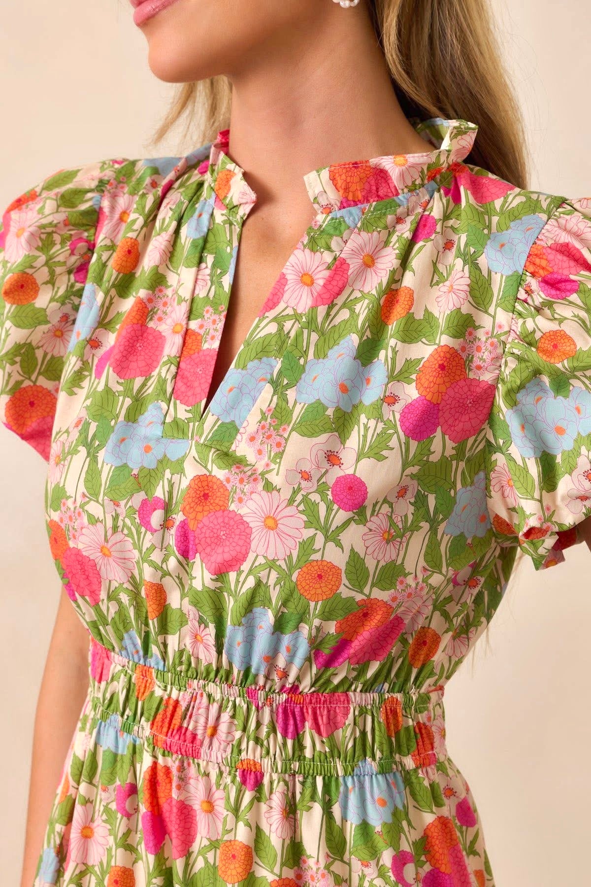 Bloom Service Printed Puff Sleeve Maxi Dress