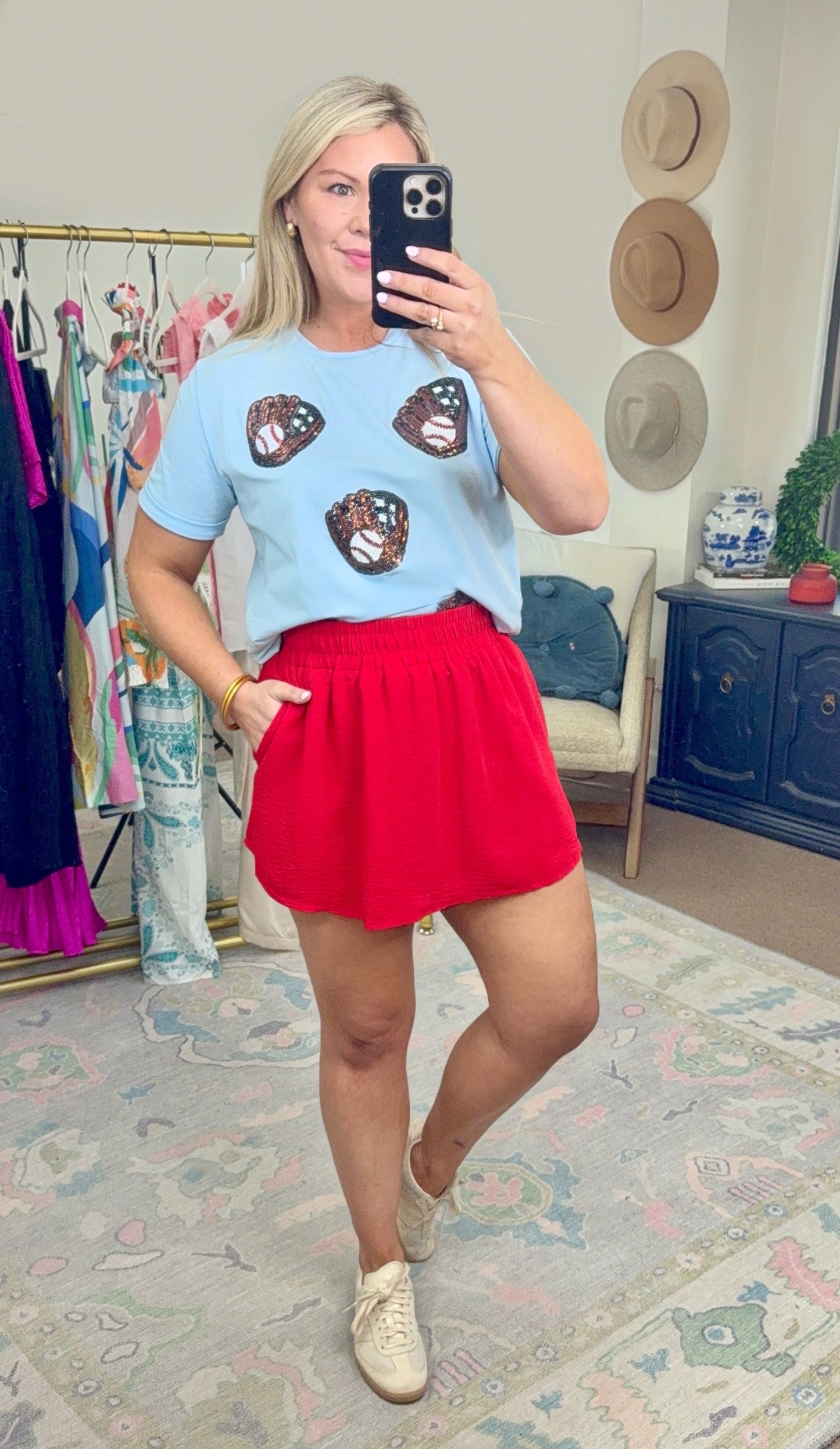 Catch Heat Sequin Baseball Mitt Tee