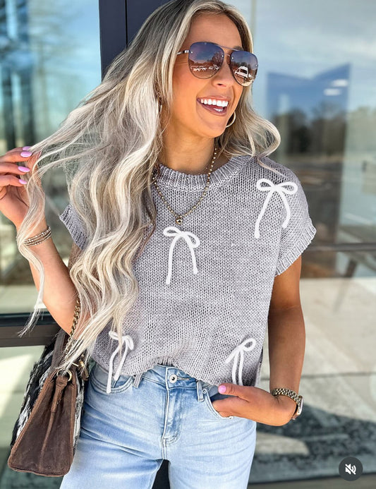 Cozy Coquette Bowknot Knit Top