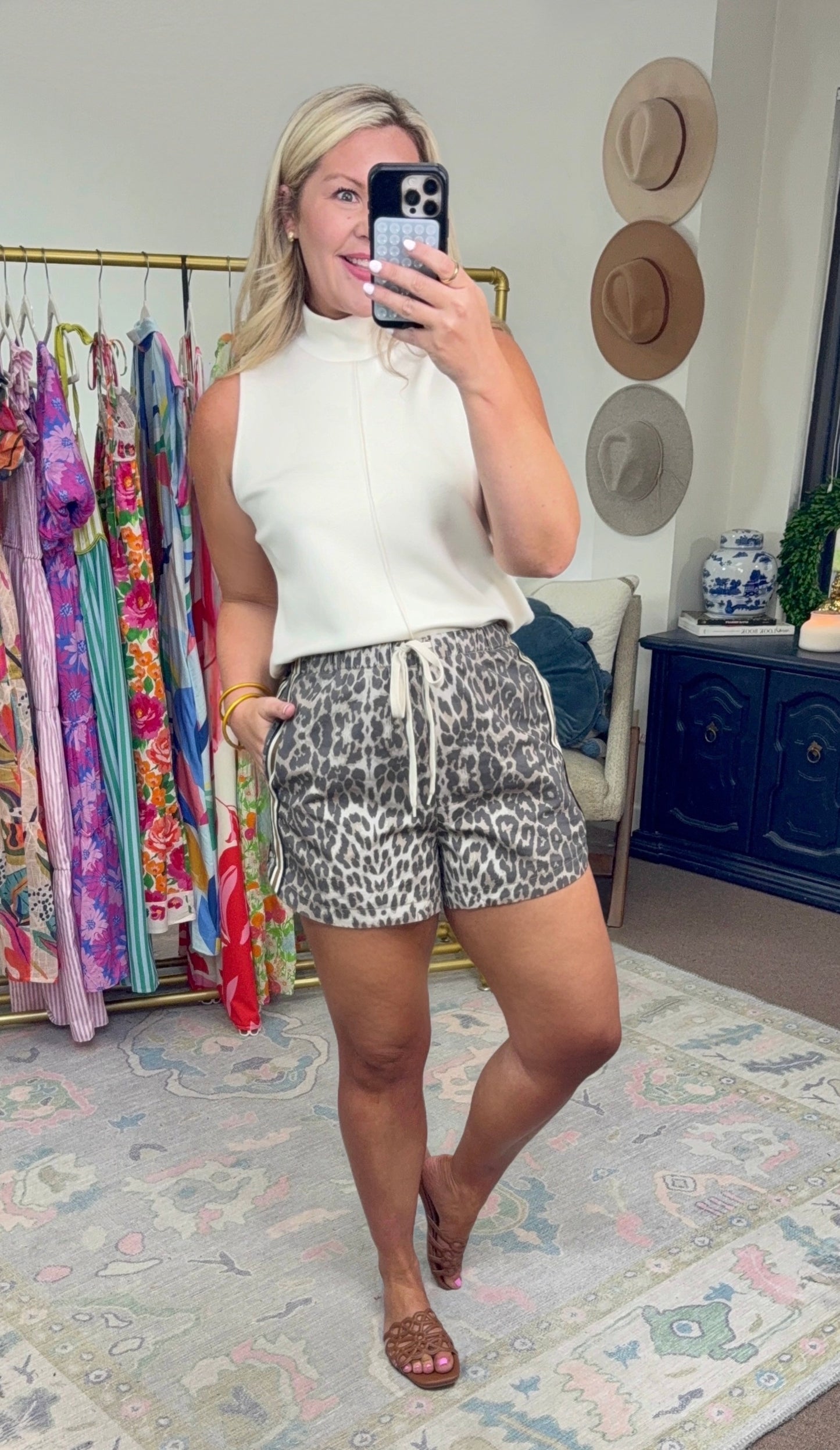 Run Wild Leopard Print Drawstring Shorts