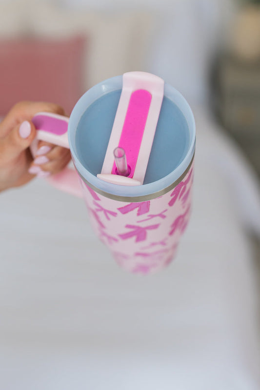 Sipping Sweet Bow Print Tumbler