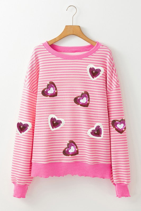 Love Fool Sequin Heart Pullover Top