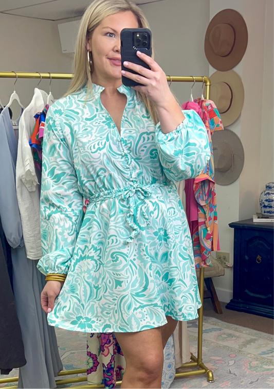 Mint Print Mini Dress