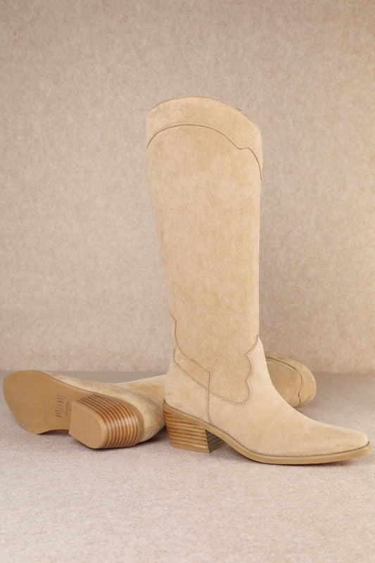 Miracle Mile Vegan Suede Boots in Tan