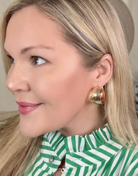 Ripple Effect Hammered Hoop Earrings