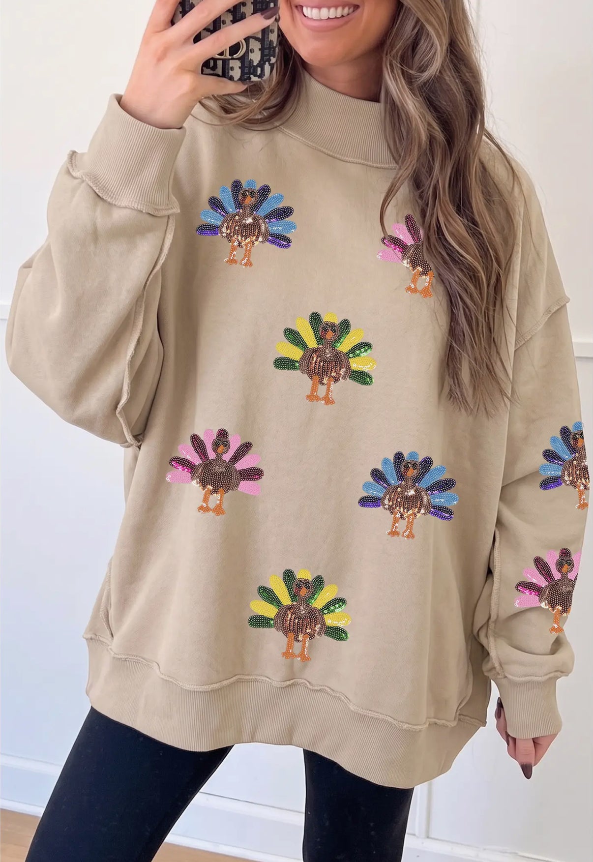 Feast Mode Sequin Turkey Pullover Top