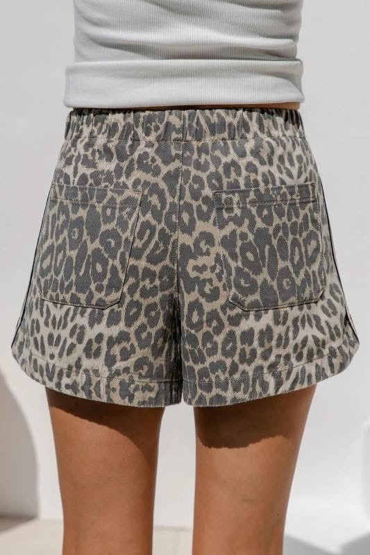Run Wild Leopard Print Drawstring Shorts