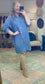 Ruffle Sleeve Denim Shirt Dress