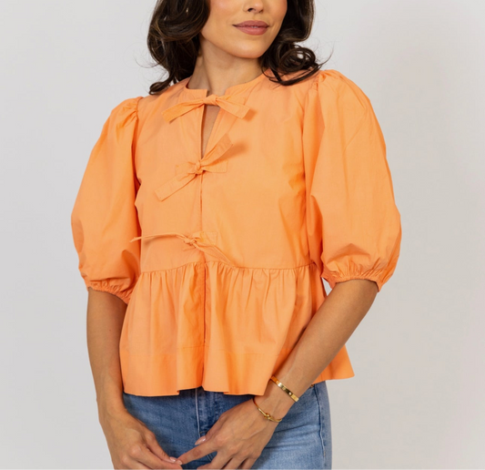 Poplin Knot Peplum Blouse