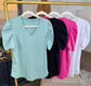 MORE COLORS Puff Sleeve V-Neck Top