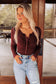 **MORE COLORS**Ribbed Henley Bodysuit